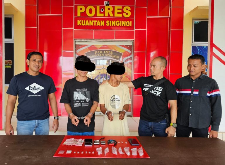 Ungkap Kasus Narkoba, Tim Mata Elang Sat Narkoba Polres Kuansing Bekuk Dua Orang Tersangka